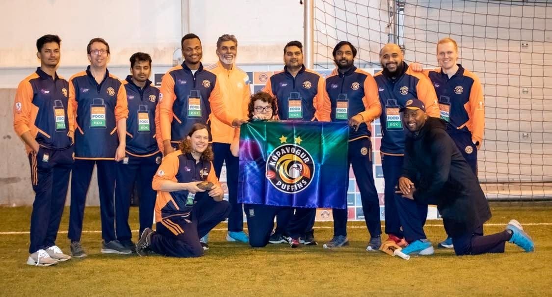 Kópavogur Puffins in the 2024 Northern Lights cricket jersey