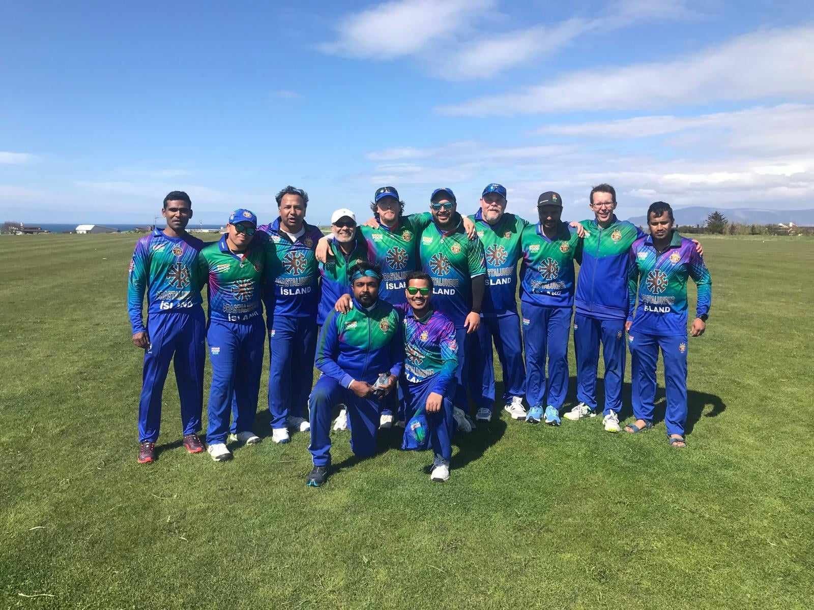 Kópavogur Puffins in the 2024 Northern Lights cricket jersey